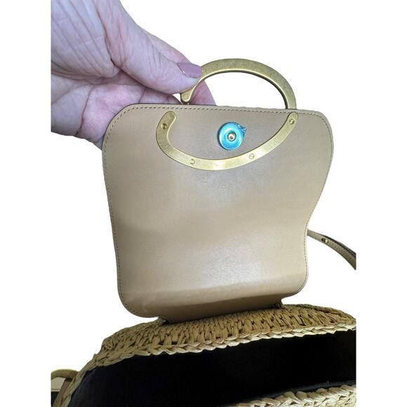 Oscar de la Renta NWT Oath Crochet Raffia Crossbody in Natural - Picture 13 of 16